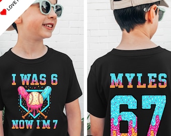 Personalized 7 Year Old Baseball Drip Birthday Shirt For Boys, 67 Meme, Custom Gifts For 7 Year Old Boy, Ice Cream Drip 7th Birthday Party