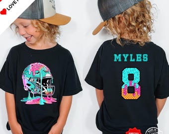 8th Football Birthday Shirt (Any Name & Age) Sports Birthday Party, Personalized Football Shirt With Player Name and Number, Football Drip