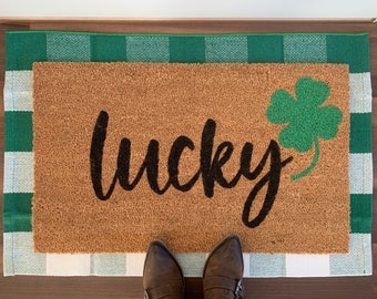 Lucky Clover Spring St. Patrick’s Day Outdoor Coir Door Mat