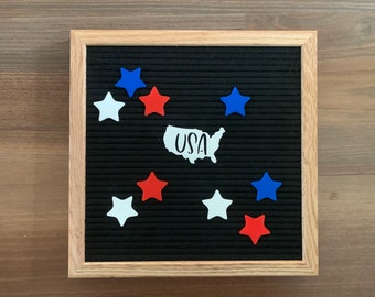 USA Patriotic Icons for Felt Letter Board: Stars & USA Shape