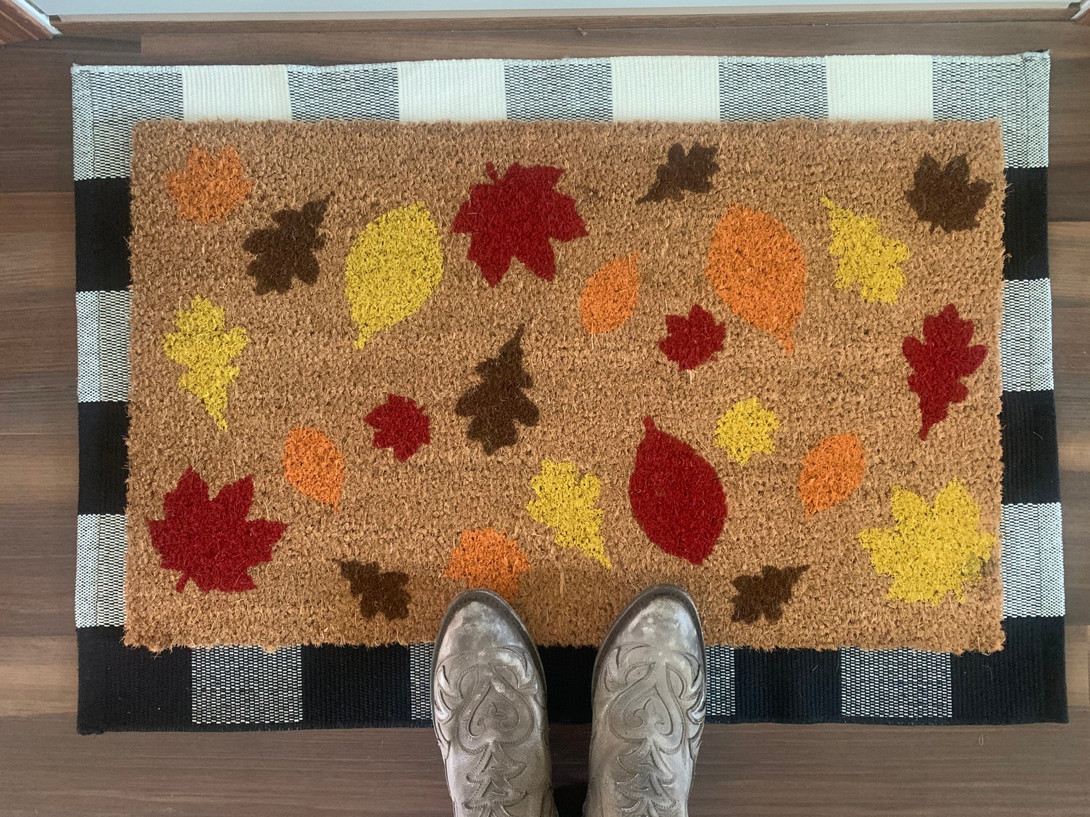 Falling Leaves Autumn Outdoor Coir Door Mat Etsy