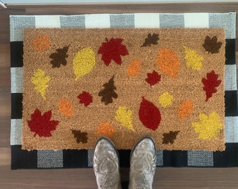 Falling Leaves Autumn Outdoor Coir Door Mat