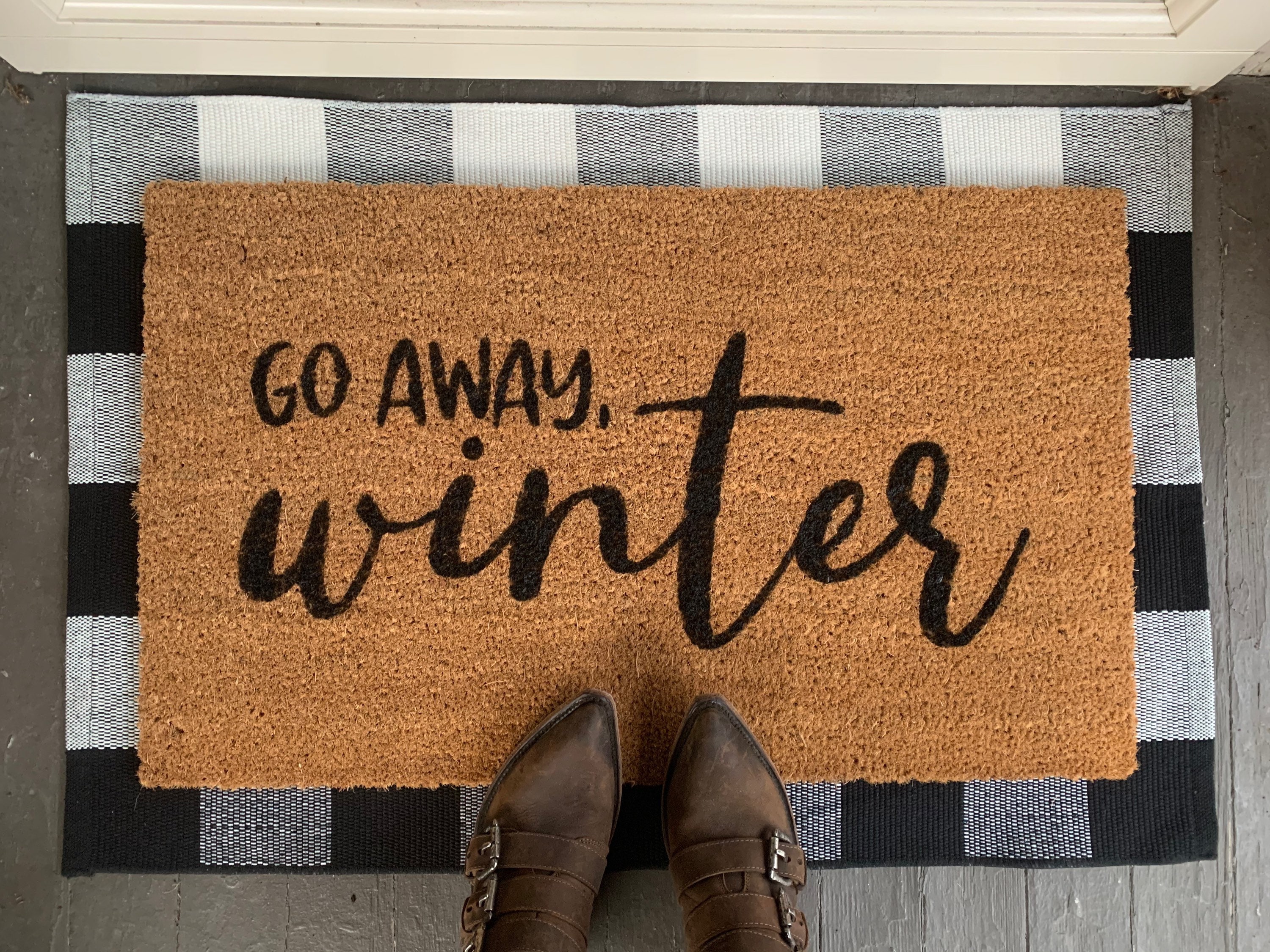 Go Away, Winter Outdoor Coir Door Mat 