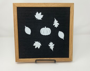 White autumn leaves and pumpkin fall icon set for felt letter board
