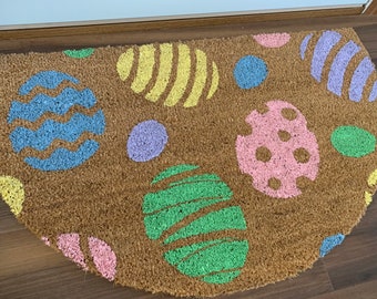 Half-Circle Falling Easter Eggs Spring Outdoor Coir Door Mat