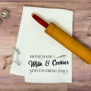 Homemade Milk & Cookies Christmas Farmhouse Flour Sack Towel