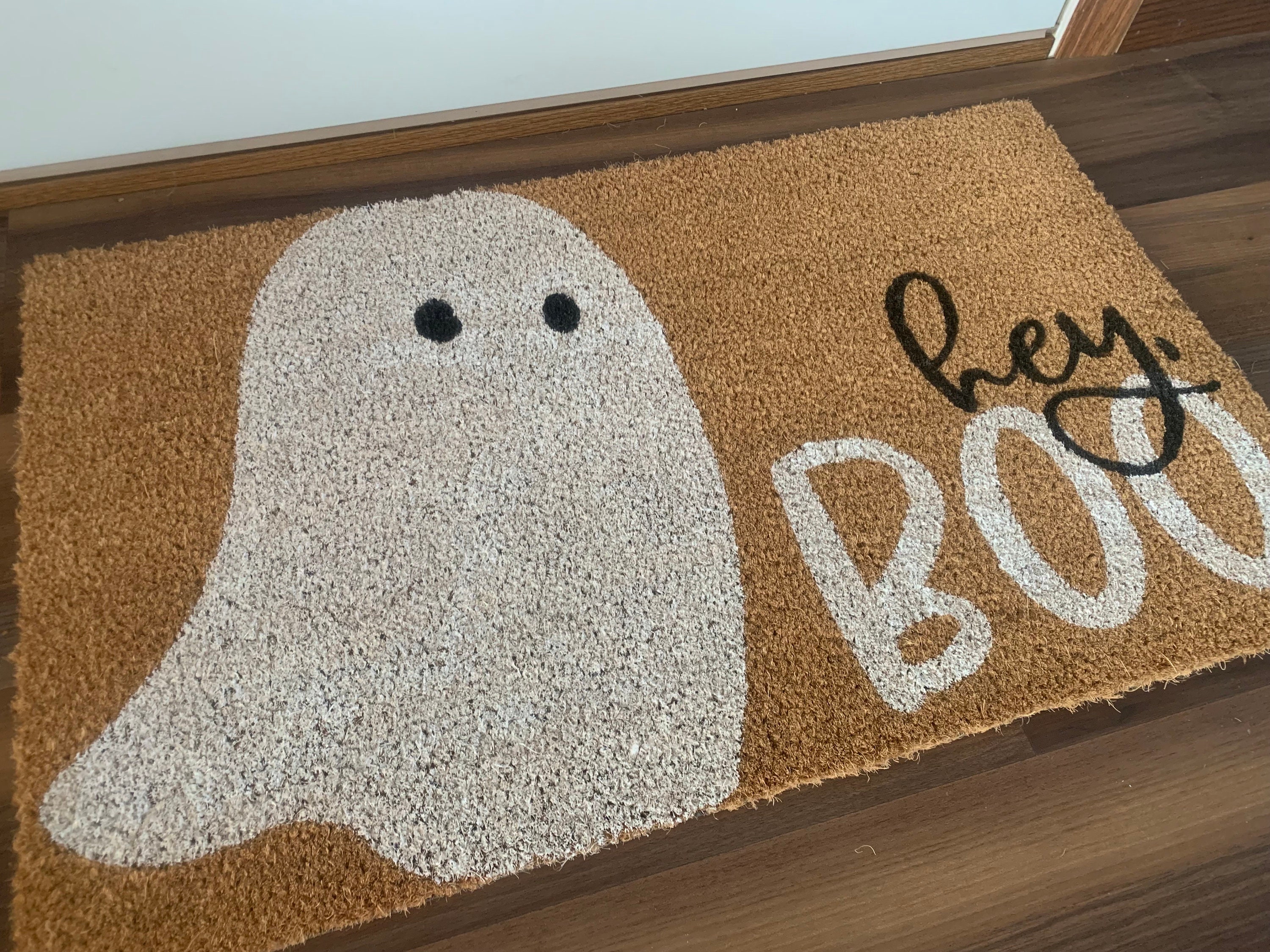 Boo Coir Rug Hey, Boo Halloween Ghost Outdoor Coir Welcome Mat - Etsy