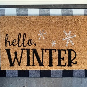 Hello, Winter Christmas Outdoor Coir Door Mat image 3