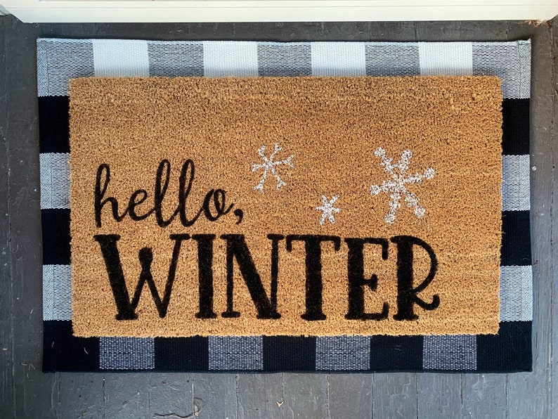 Hello, Winter Christmas Outdoor Coir Door Mat image 3