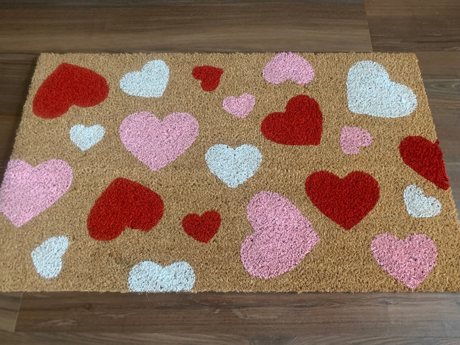 Falling Hearts Valentines Outdoor Coir Door Mat Etsy