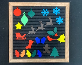 Christmas Icons for Felt Letter Board: 26-Piece Holiday Set