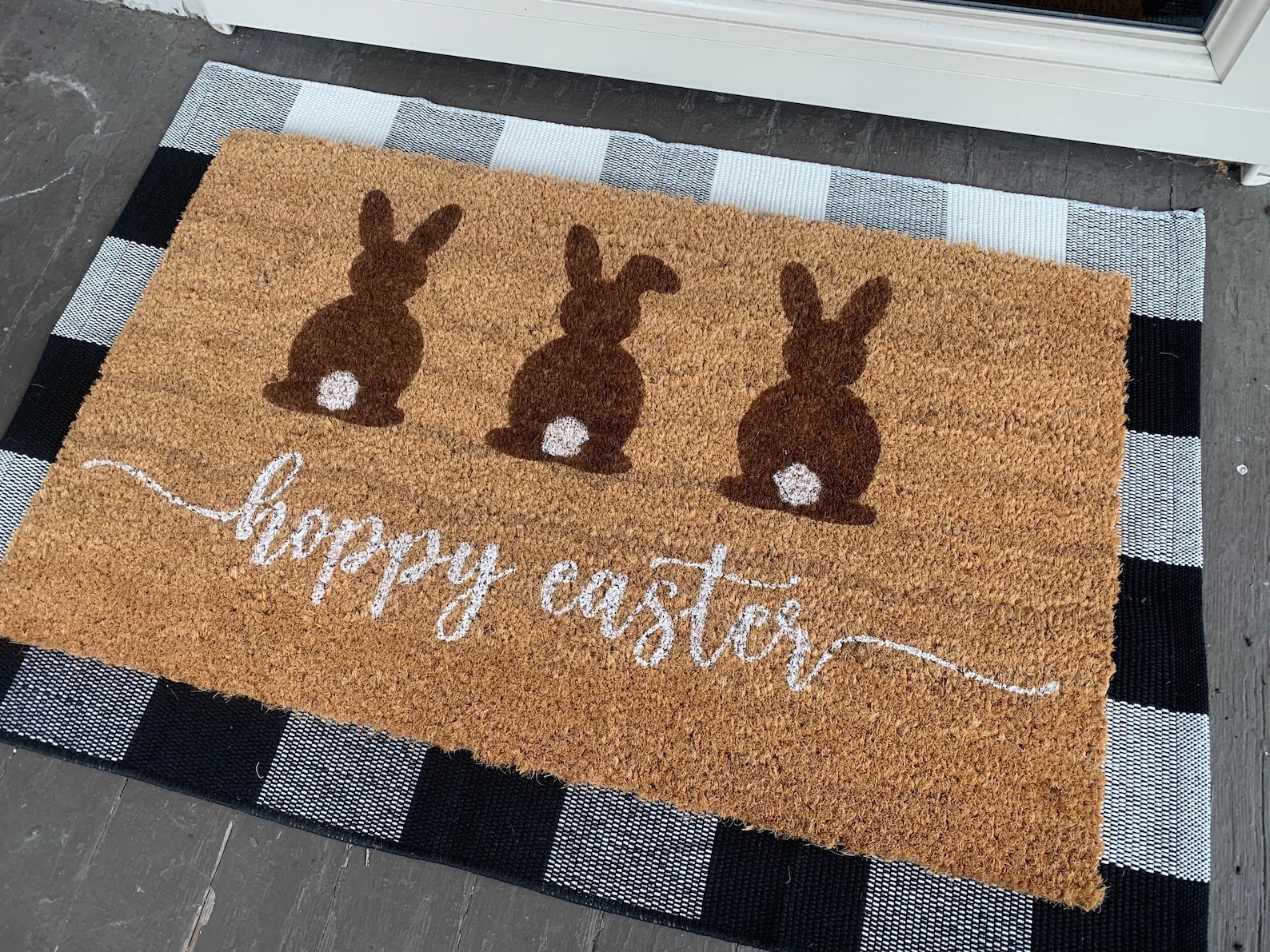 Hoppy Easter Outdoor Coir Door Mat Etsy