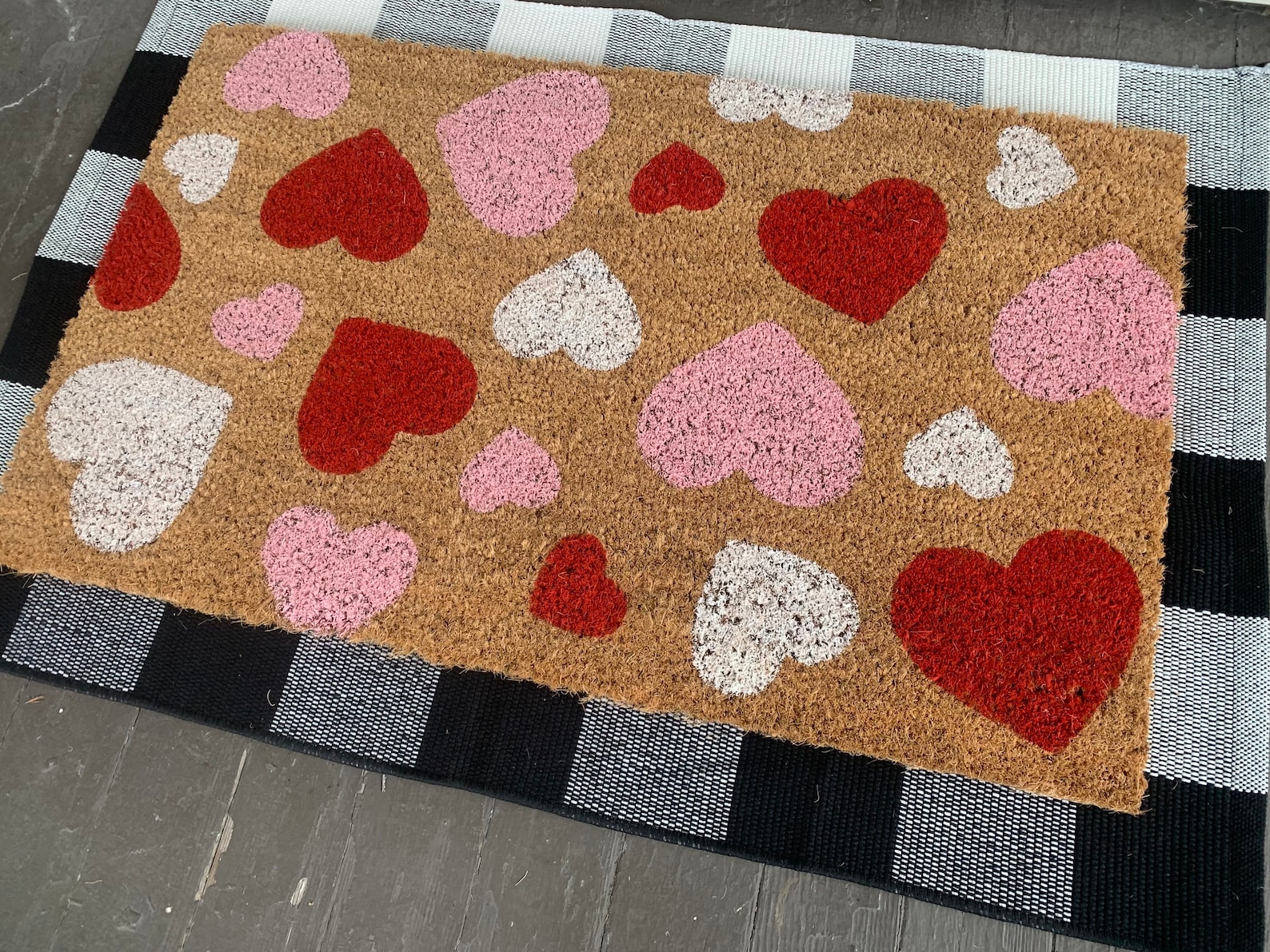 Falling Hearts Valentines Outdoor Coir Door Mat Etsy