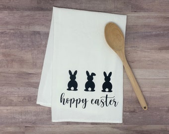 Happy Easter Bunny Decorative Farmhouse Kitchen Flour Sack Towel