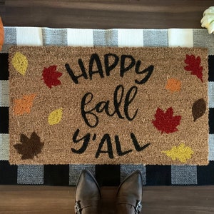 Happy Fall Y’all Autumn Outdoor Coir Door Mat