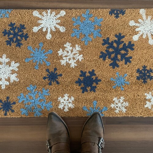 Hello Winter Christmas Outdoor Coir Door Mat Etsy