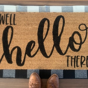 Well Hello There Outdoor Coir Door Mat