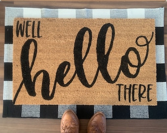 Well Hello There Outdoor Coir Door Mat