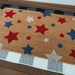 Falling Stars Patriotic Outdoor Coir Door Mat