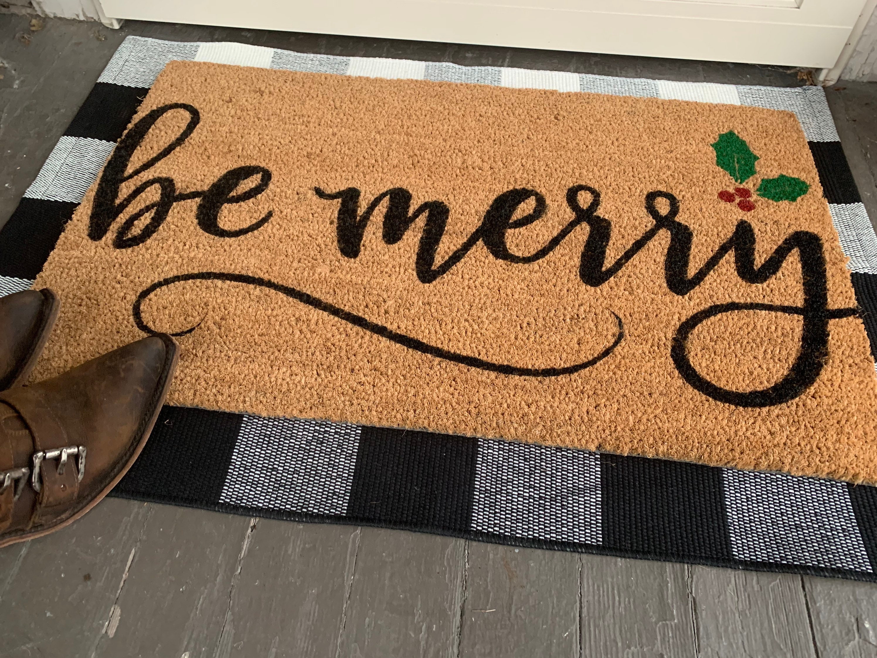 Be Merry Christmas Outdoor Coir Door Mat Etsy