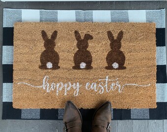 Hoppy Easter Outdoor Coir Door Mat