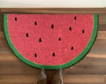 Watermelon Half-Circle Summer Outdoor Coir Door Mat