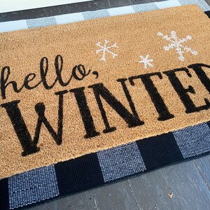 Hello, Winter Christmas Outdoor Coir Door Mat image 2