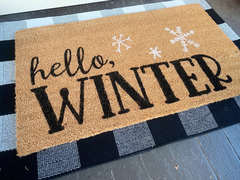 Hello, Winter Christmas Outdoor Coir Door Mat image 2