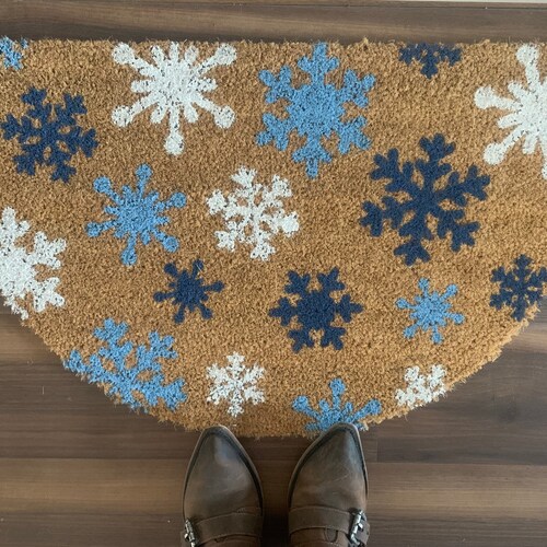 Hello Winter Christmas Outdoor Coir Door Mat Etsy