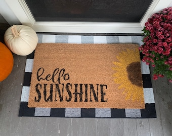 Hello Sunshine Sunflower Outdoor Coir Door Mat