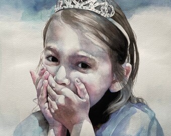 Giclée Art Print of Young Girl in Watercolor