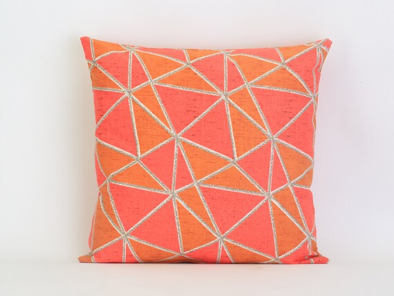Red Geometric Pillow Cover Brick Red SALE Outdoor Pillows Orange Pillows