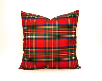 McAlister Textiles Luxury Tartan Plaid Decorative Pillow Cover Case for Farmhouse & Country Decoration Charcoal Gray Scottish Heritage Range 24 x 16
