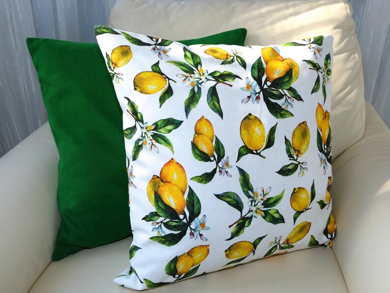 Lemon Outdoor Cushion Lemon Pillow Cover Yellow Pillow Case Etsy