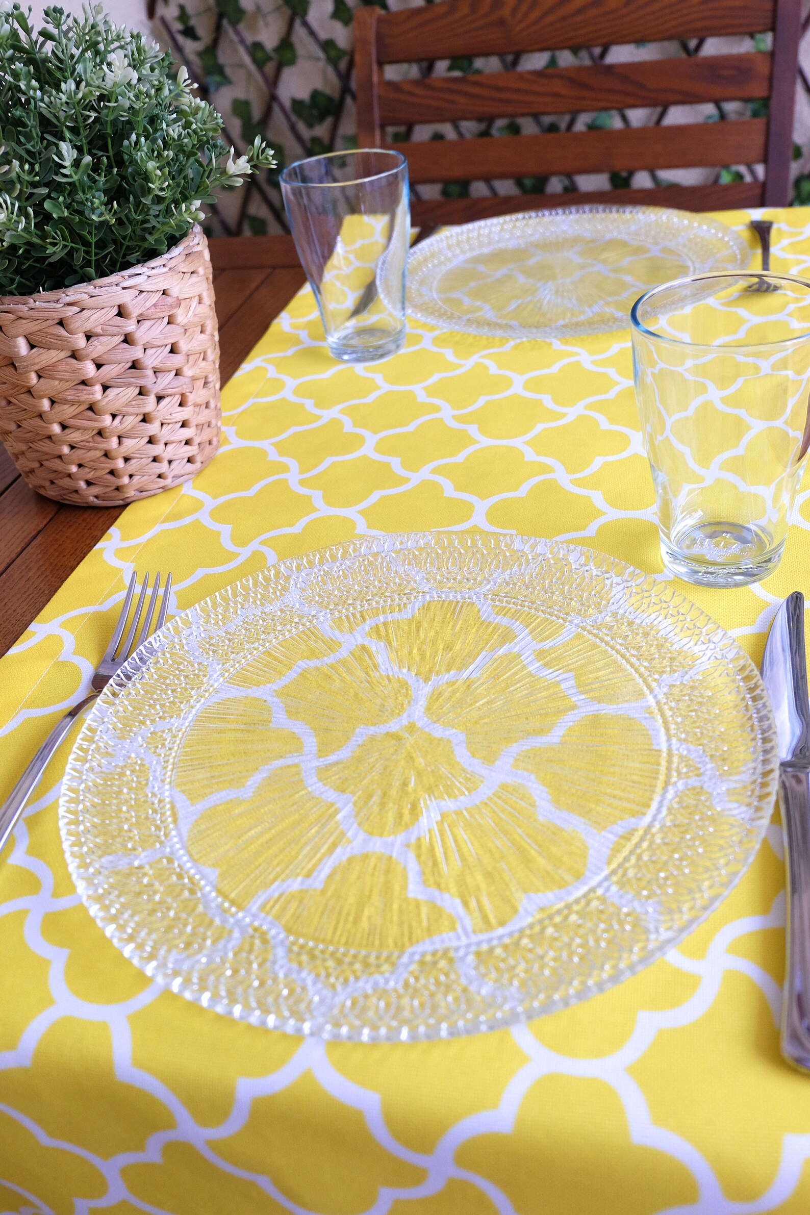 Yellow Table Runner Moroccan Quatrefoil Table Runner Yellow Etsy