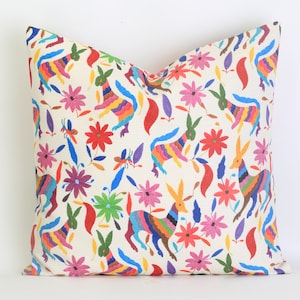 Mexican Otomi Pillow Cover, Mexican Otomi Outdoor Cushion, Digital Printed Otomi Embriodery, Colorful Pillow, Mexican Embroidered Pillow