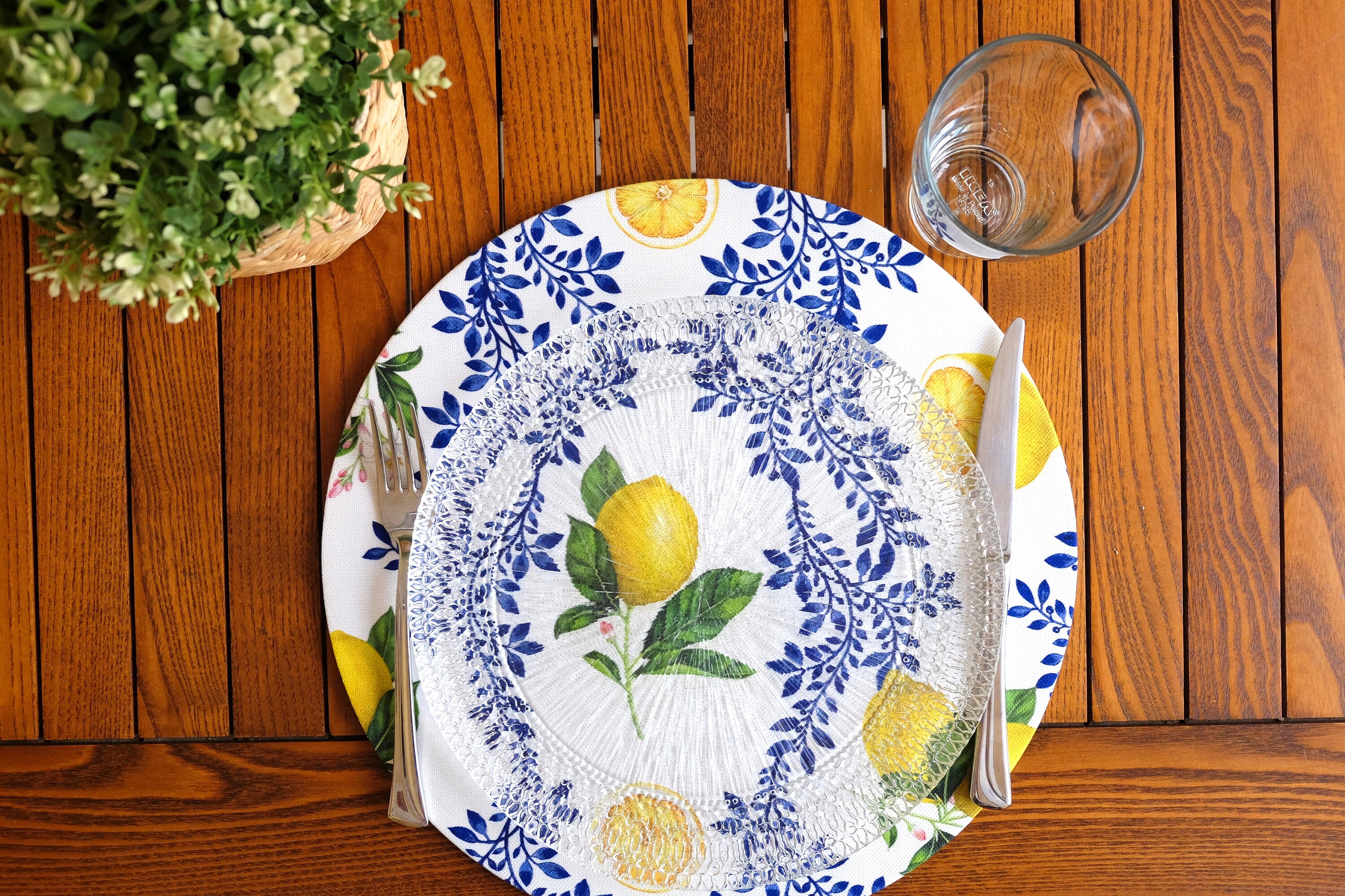 Lemon Fabric Charger Plate Round Placemat Placemats With Etsy