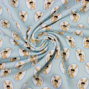 Jersey Stoff Funny Bunny Cooler Hase blau 0,5m