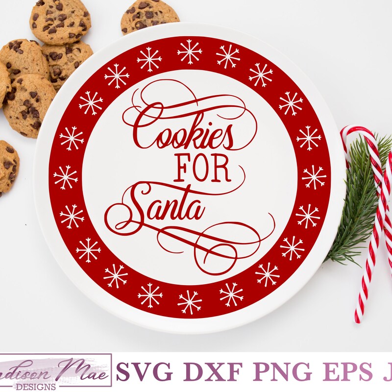 Santa Cookie Plate Svg - Etsy