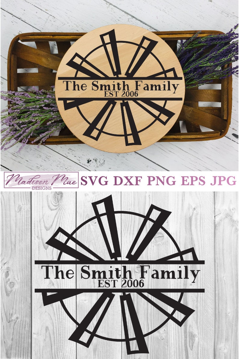 Download Split Windmill Monogram Frame Home Decor SVG Digital Cut ...