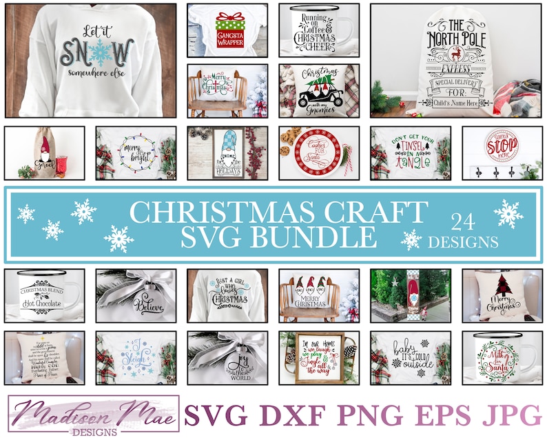 Christmas Craft SVG Bundle, Cut File for Cricut, Silhouette Cameo, Scan ...