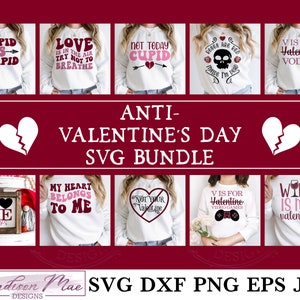 Anti San Valentino SVG Bundle / Divertenti disegni di San Valentino per Cricut, Silhouette e Scan n Cut.