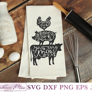 Animaux de ferme de poulet de porc empilé SVG - Fichier de coupe de signe de ferme pour Cricut, Silhouette, Scan n Cut