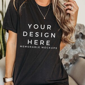 Comfort Colors C1717 Black Shirt Mockup - Black Shirt Mockup - Comfort Color Shirt Mock - Model Mock up