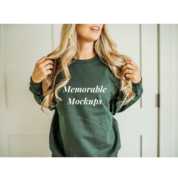 Gildan 18000 Forest Green Sweatshirt Mockup Gildan Forest Green Mock Up Green Sweatshirt Mockup Etsy