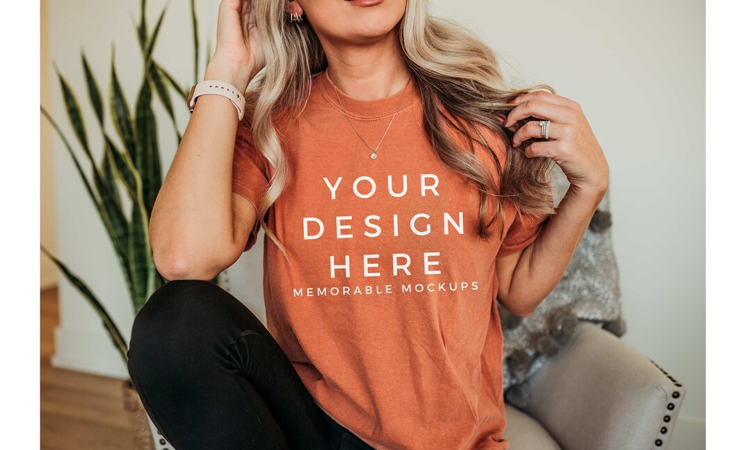 Comfort Colors C1717 Yam Shirt Mockup Orange Shirt Mockup Comfort Color