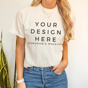 Comfort Colors C1717 Ivory Shirt Mockup - Ivory Shirt Mockup - Comfort Color Shirt Mockup - Model Mock up