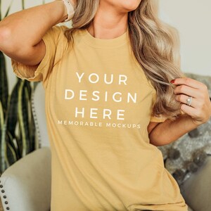 Comfort Colors C1717 Mustard Shirt Mockup - Mustard Shirt Mockup - Comfort Color Shirt Mock - Model Mock up