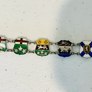 Vintage BMC Sterling Silver Enamel Canada Provinces Link Bracelet 7&quot;