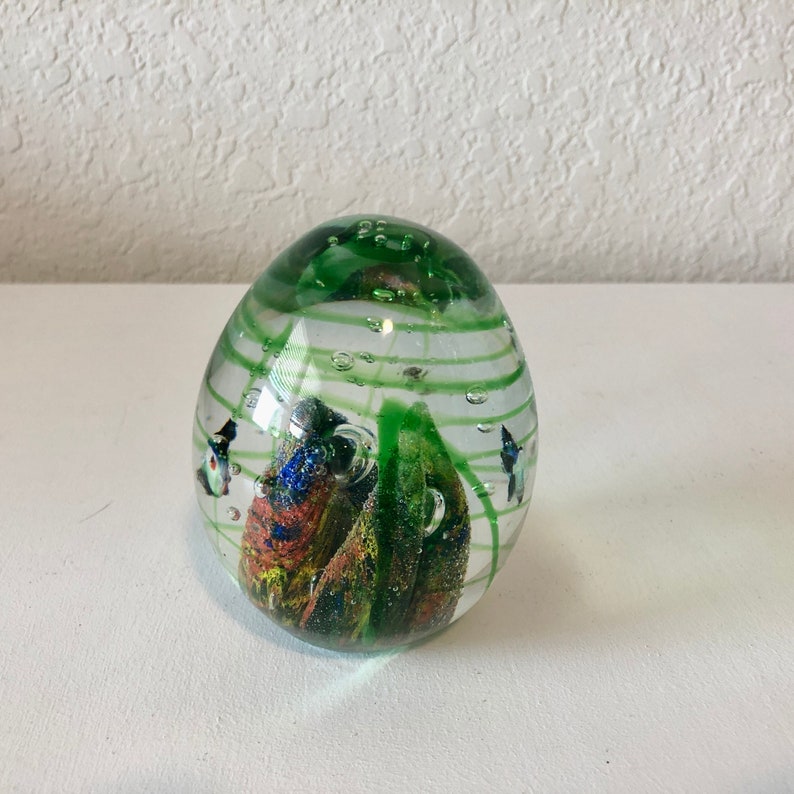 Murano Hand Blown Glass Aquarium Fish Egg Shape Paperweight Etsy